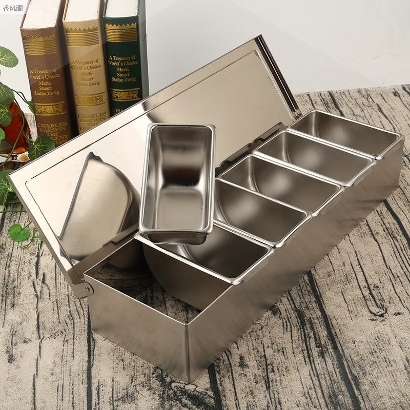 Milk tea shop jam ice powder ingredients storage box combination container seasoning box stainless steel restaurant seasoning box chef