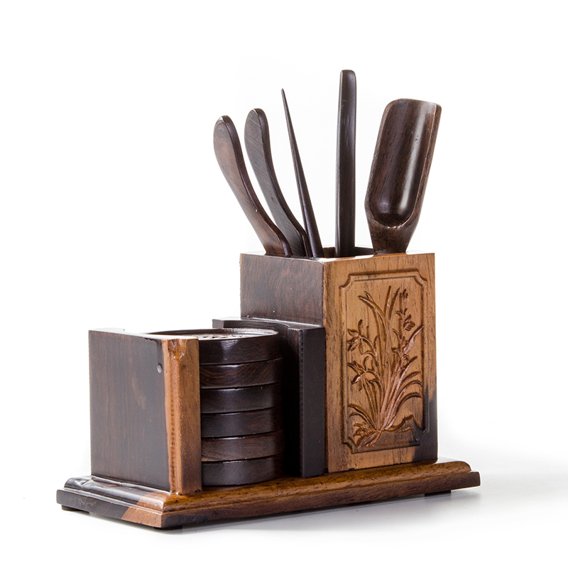 Tea six gentleman suit ebony wood kung fu Tea Tea Tea tray Tea table furnishing articles with zero accessories
