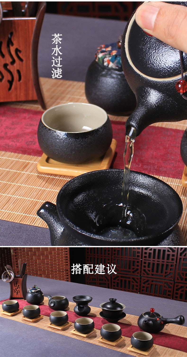 Black pottery teapot kung fu tea tea single pot of ceramic teapot Japanese household small filter tea in use
