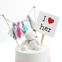 Valentines Day couple cake decoration plug-in card Net Red love the rest of the word card couple celebration decoration