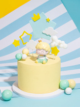 Macaron color pink blue crown five-pointed star EVA set birthday cake decoration card