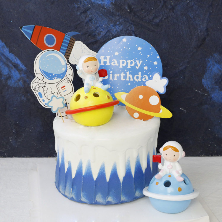 Birthday cake decoration decorations of light planet small night light spacecraft astronaut cake decoration planet vehicle decorations
