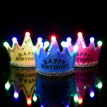 Childrens Happy Birthday Party Decoration Creative Prince Glowing Crown Hat