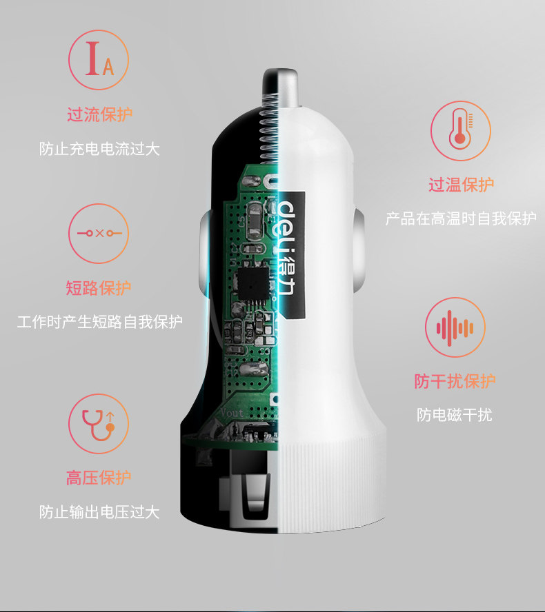 得力工具车载充电器汽车车充一拖二点烟器插头usb车用多功能快充 得力工具车载充电器汽车车充一拖二点烟器插头usb车用多功能快充