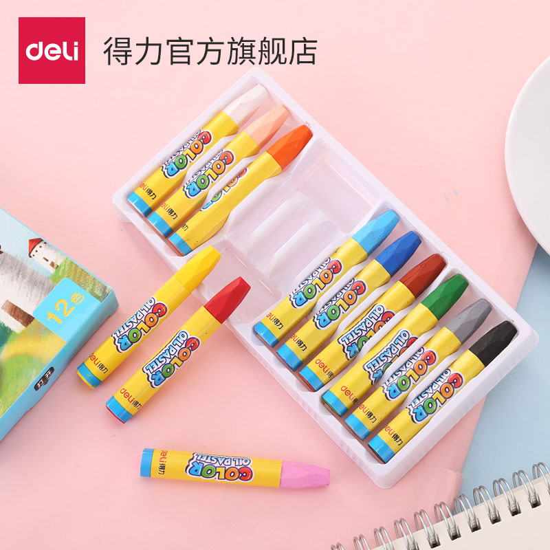 Deli 6961 oil painting stick crayon graffiti white painting kindergarten color baby crayon 12 colors 18 colors washable children's primary school brush 24 colors 36 colors safety kit boxed
