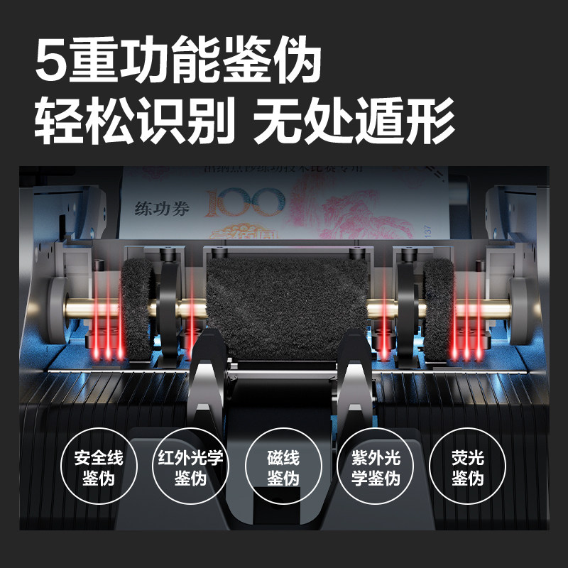 [Supports Rmb] Deli Class B Banknote Detector, Rmb Intelligent Money Counter, Small Office Commercial and Home Use Voice-Activated Portable Cash Counting Machine