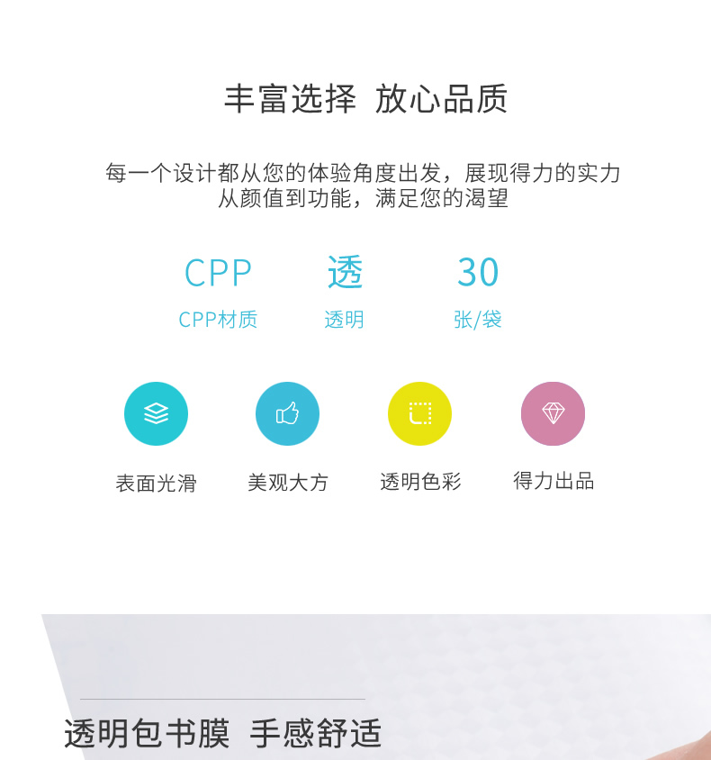 得力70562小学生包书膜透明纹理书皮书套加厚16K/32K/A4 30张 得力70562小学生包书膜透明纹理书皮书套加厚16K/32K/A4 30张
