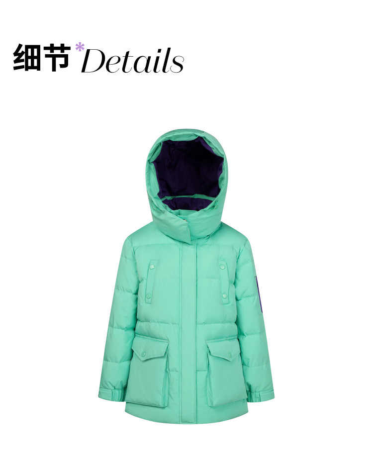 冰洁 女款 工装风连帽羽绒服 90鸭绒 充绒量173g 图19