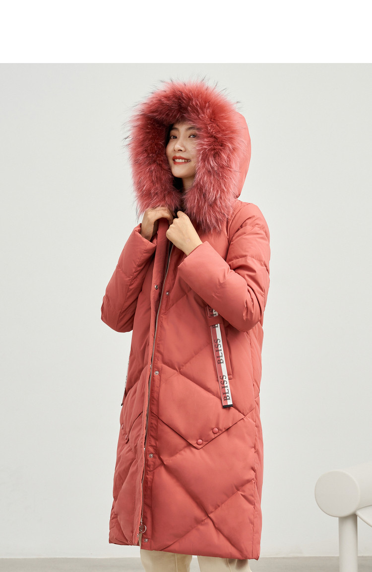 冰洁 女式中长款貉子毛领羽绒服 天猫优惠券折后￥199包邮（￥699-500） 4色可选