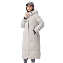 Flying in the Snow 2024 new winter womens long down jacket hooded thickened warm temperament slim straight fashion