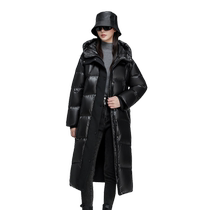 Flying in the Snow 2024 Obsidian Series 3 0 Autumn and Winter New Womens Long Down Jacket Hooded Cold Warm Black