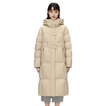 Snow medium flying 2023 autumn and winter new long style black minimalist female style 100 lap warm jacket down jacket