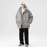 Демисезонный трендовый комфортный пуховик с капюшоном, оверсайз