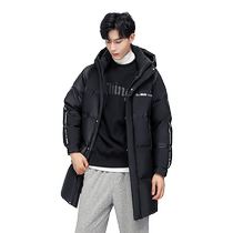 Snow middle flying autumn and winter new mens even cap long style loose casual comfort and warm down clothes jacket tide