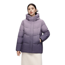 Flying in the Snow 2024 new autumn and winter style down jacket for mothers short hooded gentle bean paste color simple versatile and warm