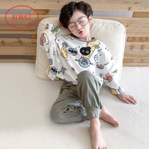 Childrens pajamas Boys spring and autumn long-sleeved cotton suit thin summer childrens loose boys cotton home clothes