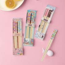 Chopsticks for childrens special chopsticks two 4-year-old home non-slip 3 baby 5 children cartoon 6-year-old boy short bamboo chopsticks