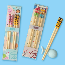 Childrens chopsticks two 6-year-old household solid wood Head 4 baby 5 special 8-year-old child non-slip bamboo learning cartoon chopsticks
