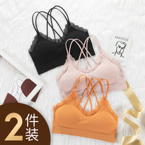 Beautiful back underwear womens suspenders breast-wrapped womens bandeau gathered net red explosion small vest female students high school girl bra