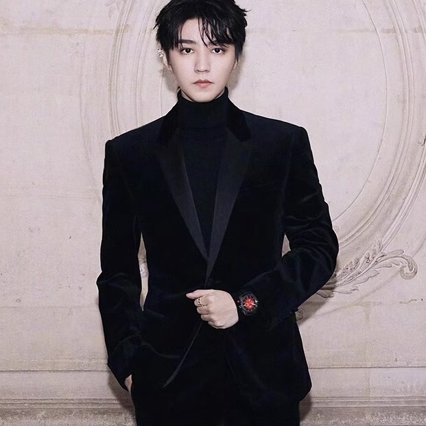 Wang Junkai Star's Same Style Men's Suit Jacket Black Velvet Lapel Collar Long-Sleeved Slim Fit Versatile Casual Trendy Brand