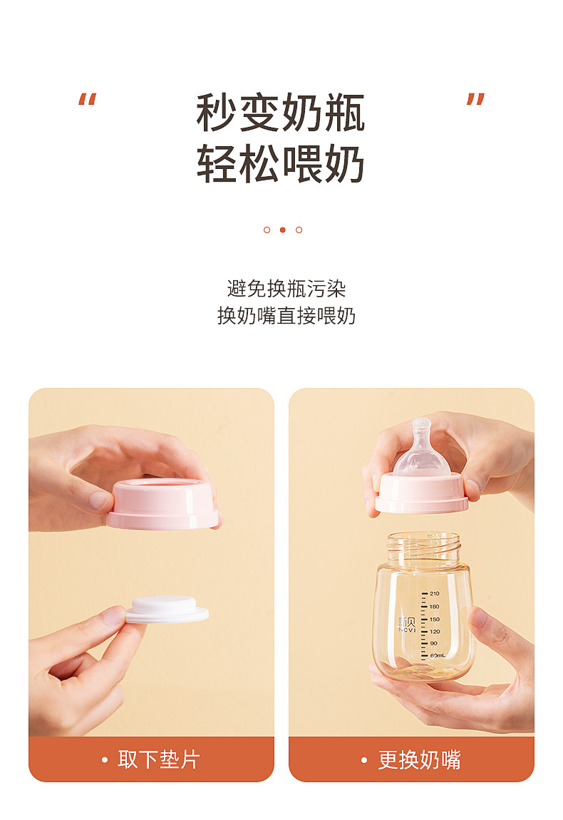 新贝婴儿储奶瓶宽口径保鲜PPSU母乳储奶瓶9159可直连吸奶器做奶瓶 — 6