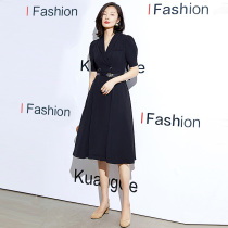 Kuang Album Little Black Dress With Dress Woman 2021 Fall New Hepburn Wind Long Skirt slim and high close-style Temperament Style