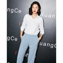 Front dress bottom white shirt female Korean loose long sleeve LO professional shirt autumn commuter overalls