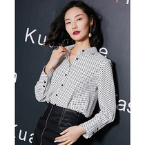 Kuangshu polo point shirt Womens Professional long sleeve autumn new fashion ol dress shirt slim base shirt coat women