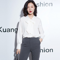 Silk Satin Professional Shirt Woman Design Sensation Little Crowdair Fashion Temperament Commute Real Silk Lining Blouse