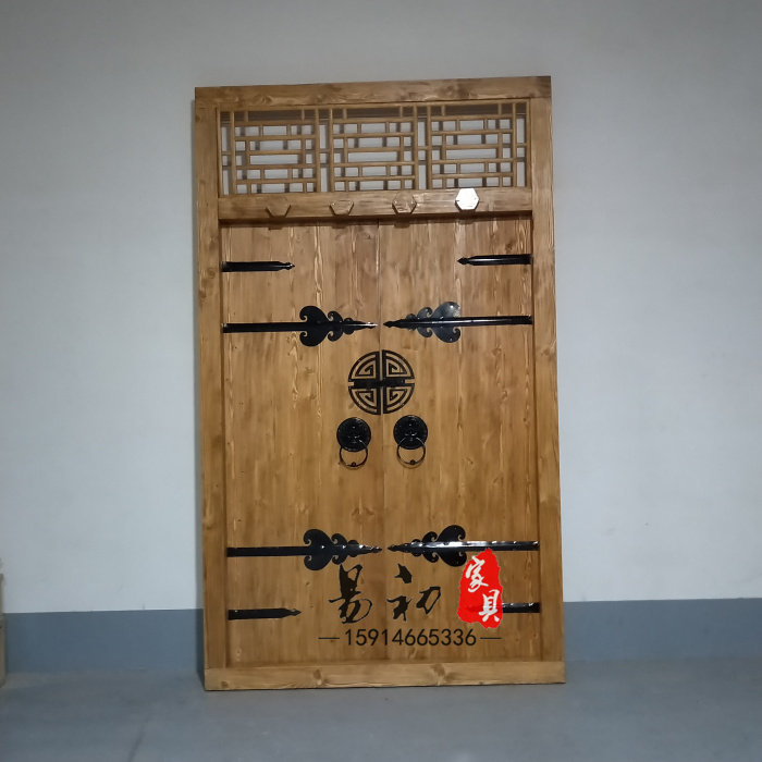 Solid wood antique Chinese gate villa gate old elm entrance door tea house old-fashioned door elm club courtyard