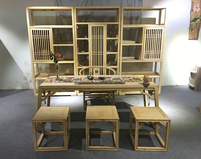 Chinese-style all-solid wood desk and chair combination simple ash painting case calligraphy table Zen Kung Fu tea table wooden stool