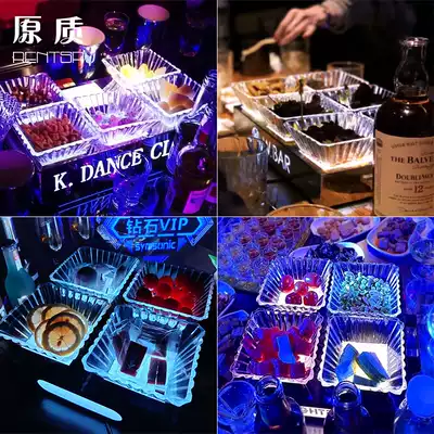 KTV luminous fruit plate bar KTV fruit plate rack snack plate LED stainless steel dessert display rack