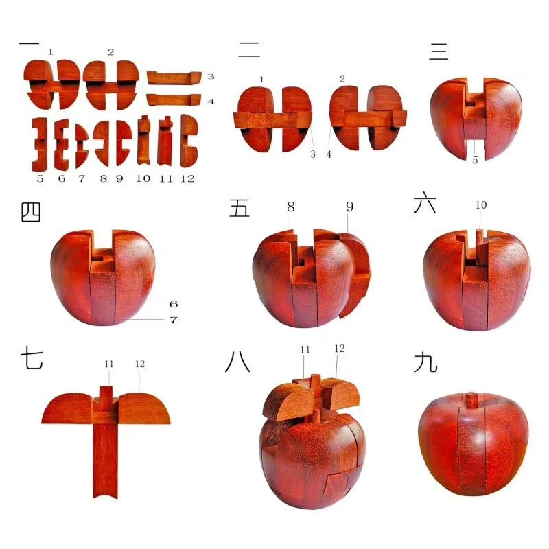 Luban Pingan Fruit Love Lock Kong Mingsuo Hộp quà bí ẩn Đồ chơi giáo dục Quà tặng Giáng sinh Gỗ Apple Apple Khóa bằng khóa - Đồ chơi IQ