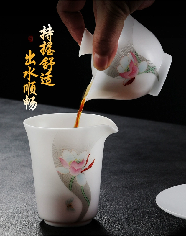 ấm chén đẹp cao cấp Chengxian băng cao cấp ngọc bích bộ trà sứ cho phòng khách gia đình cao cấp Sancai bát handmade trà gốm quà tặng bình trà gốm bộ bình trà 0.7 l jasmine