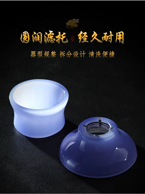Chengxian Men Kung Fu Trà Ánh Sáng Sang Trọng Màu Tím Ngọc Sứ Trà 10 món Bao Phủ Bát Văn Phòng Nhà tiếp tân bình trà gốm bình trà gốm sứ