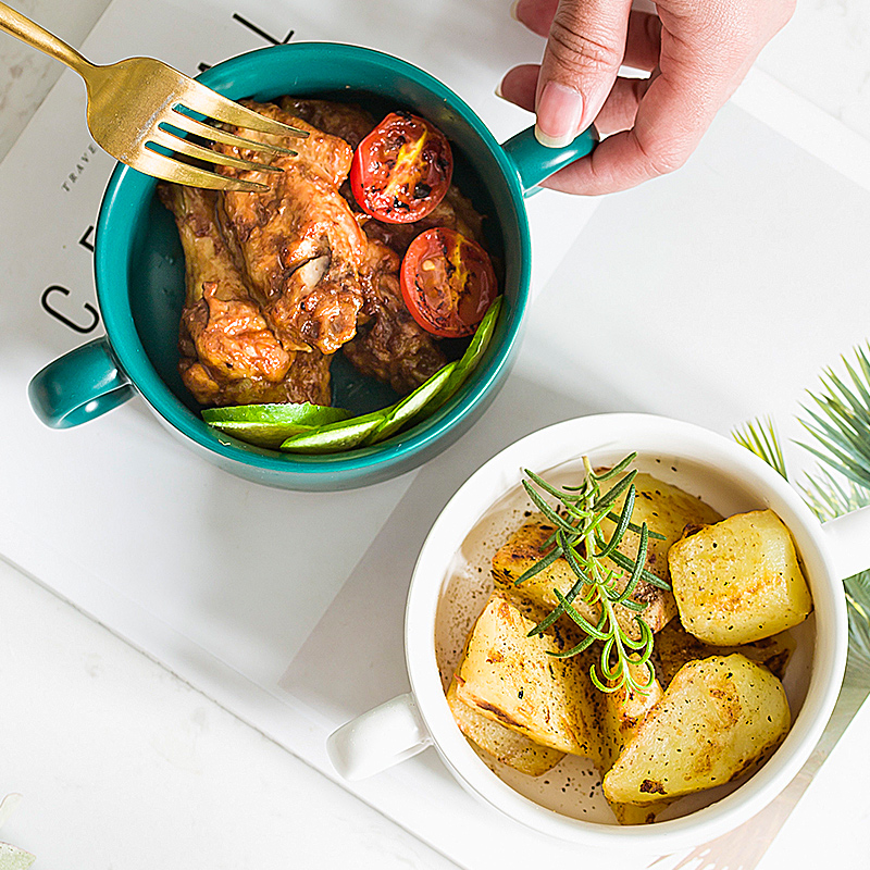 Demand officinalis Nordic light ceramic key-2 luxury wind ears stew home bird 's nest cup steamed egg cup special kitchen microwave oven