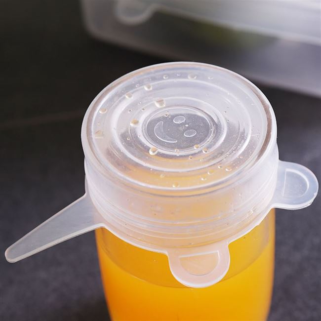 Thực phẩm cấp silicone 6 miếng đặt silicone tươi nắp hộp căng trái cây bọc màng nhà bát nắp nắp gia vị - Đồ bảo quản hộp nhựa nhỏ
