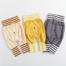 Baby pants spring and autumn thinner outside wearing foreign pistachio baby high waist and belly protection pants female male baby large pp fart pants