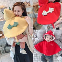 Baby cloister windproof autumn winter thickened male and female baby out to wear wind-proof cloak cloak with velvety warm cloak red