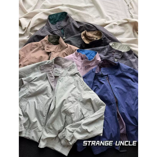 Strangeuncle Men's and Women's Harrington Retro Jacket, Mountain-Style Outdoor Color-Blocking Reversible Stand-Collar Jacket