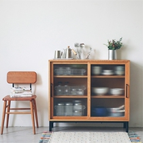 Solid wood sideboard Nordic bookcase window cabinet modern locker living room side cabinet Japanese-style glass display cabinet customization