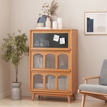 Nordic solid wood floor bookcase home living room simple TV storage side cabinet homestay multi-layer creative magazine cabinet