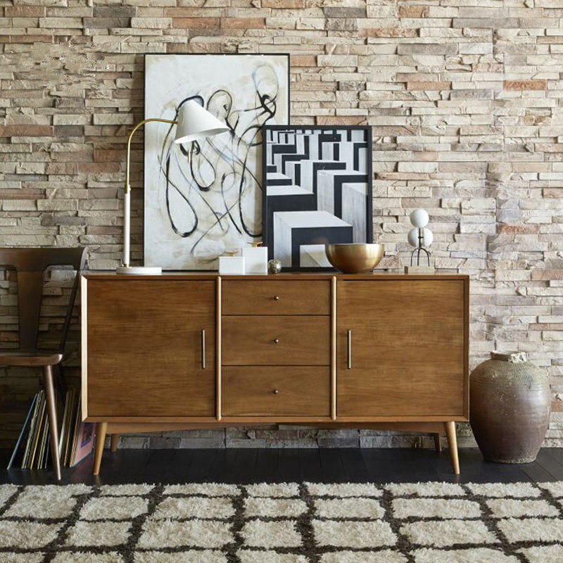 Nordic Solid Wood Sideboard Retro Cupboard TV Cabinet Creative Storage Cabinet Foyer Cabinet TV Cabinet Simple Tea Cabinet