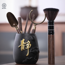 Ebony Wood tea ceremony six gentlemen set kung fu tea set kung fu tea accessories big tea clip tea spoon tea needle drinking pot pen set