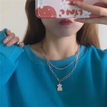 Sweater bear necklace female ins hip-hop clavicle chain 2022 new clothes accessories chain ornaments necklace