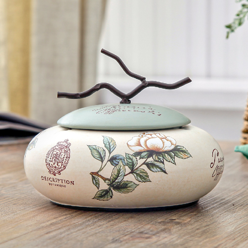 Ceramic American decoration ashtrays Home living room tea table with lid creative personality trendy smoke retro nostalgic Eurostyle-Taobao
