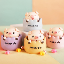 Shaking head pig car accessories ins creative cute children Girl heart room decorations car interior accessories