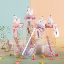 Swan wishing bottle glass Star bottle wish bottle with paper strip transparent luminous creative decorations birthday gift