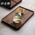 Xielong Teng Black Walnut Pallet Trái cây hình chữ nhật Snack Khay tròn Đĩa trà Tấm ăn tối Khay gỗ rắn - Tấm khay để ấm chén Tấm