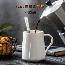 Brand creative cup Ceramic mug with lid spoon Nordic ins couple water cup a pair of simple coffee